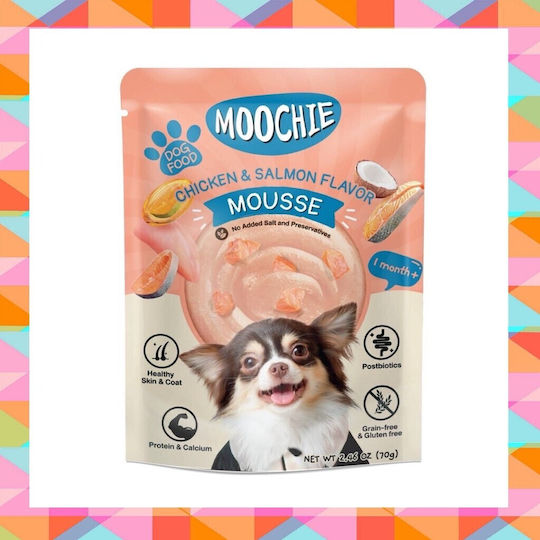 Moochie Moochie Nasses Hundefutter mit Huhn und Lachs 70g