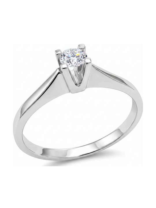 Einzelner Steine Ring aus Weißgold 18K mit Diamant Einzelner Steine Ring aus Weißgold 18K mit Diamant