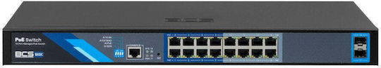 BCS BCS-B-SP16G-2SFP-M Управляем L2 PoE+ Суич с 16 Gigabit (1Gbps) Ethernet Порта и 2 SFP Порта