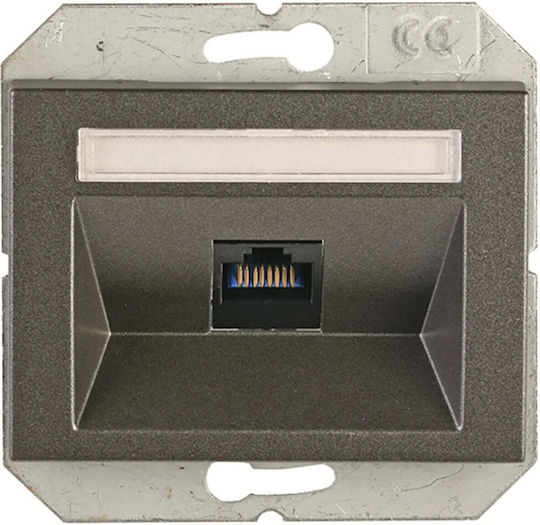 Liregus Μονή Πρίζα Δικτύου RJ45 χωρίς Πλαίσιο Τύπου Cat6 σε Καφέ Χρώμα