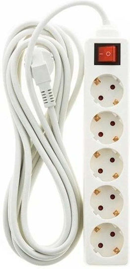 Cometic Extension Cord Cable Extension 5 Sockets with Length 5m Cable Cross Section 3 x 1.5mm² and Grounding