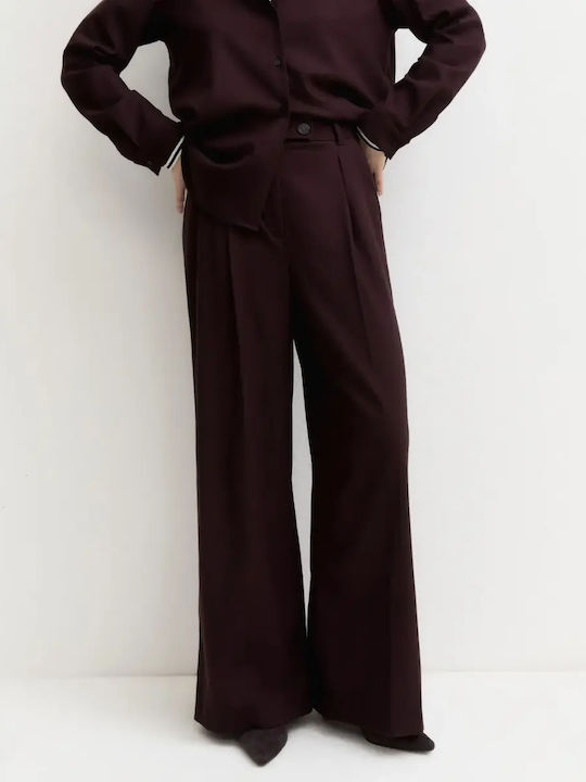 Marella Women's High Waist Fabric Trousers Burg...