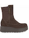 Suede Women's Ankle Boots with Mid Heel Brown