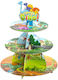 Stand Pentru Dulciuri Flippy Din Carton 3 Nivele Diametru 16 22 29 Cm Înălțime 38 Cm Temă Dinozaur Multicolor