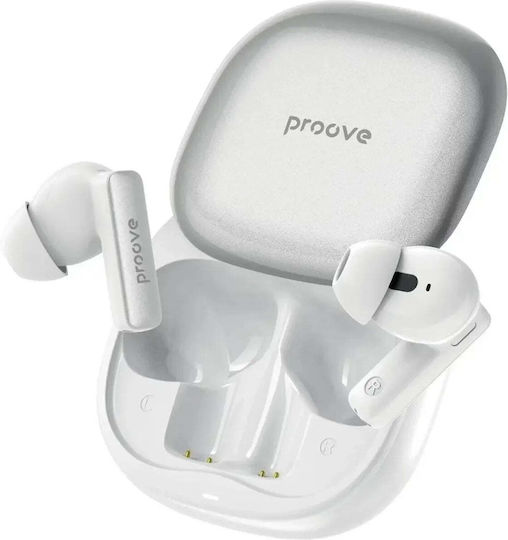 Proove NoLimit In-ear Casti Bluetooth Handsfree Cu Rezistență la Transpirație și Husă de Încărcare Albe