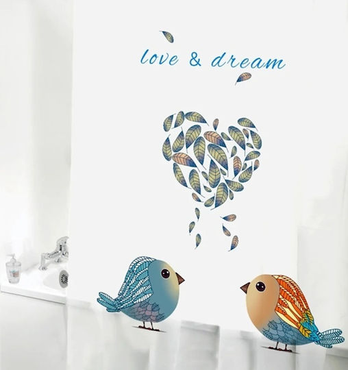 Cyclops Κουρτίνα Μπάνιου Υφασμάτινη 180x180cm Birds In Love