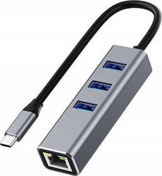 Bounn USB-C Докинг станция с Ethernet Сива (JL-C3103)
