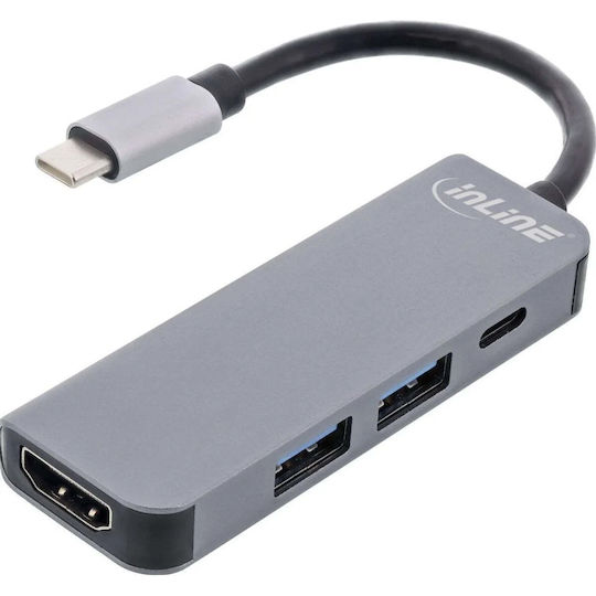 InLine USB-C Докинг станция с PD Сива