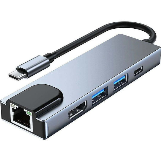 Tech-Protect V3 USB-C Dockingstation für Laptop mit PowerDelivery (PD) 4K-Unterstützung Ethernet