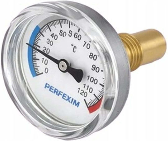 Perfexim Axial Bimetal Thermometer Pha-500 T Dn40 G1/4x25 Mm Hülse Bereich 0-120°c