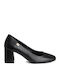 Pantofi cu toc din piele cu toc mediu negre