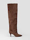 Wildleder Damenstiefel mit mittlerem Absatz Braun