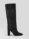 Wildleder Damenstiefel mit Hohem Absatz Schwarz