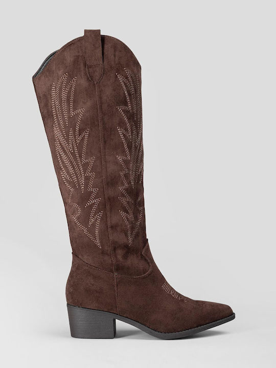 Suede Women's Boots Cowboy Brown