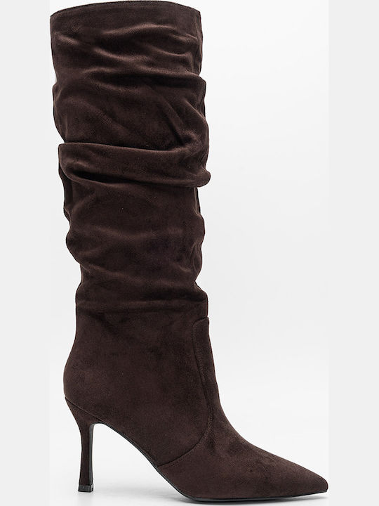 Decoro Wildleder Damenstiefel Braun Über Dem Knie