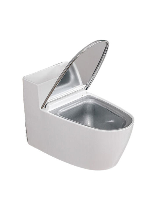 Cenușare Creativă Flippy Formă Toaletă Capac Argintiu Material Oțel Inoxidabil 12.5 X 9.8 X 8.4 Cm Montare Adezivă Independentă Baie Cameră Bucătărie Balcon Argintiu