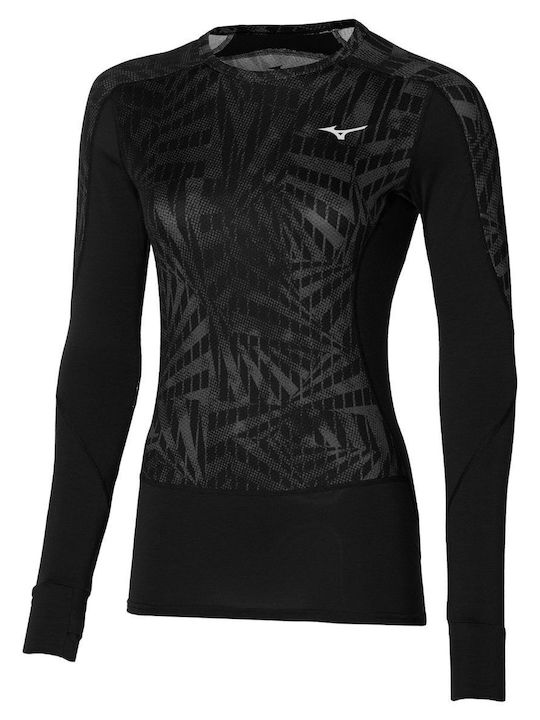 Mizuno Crew Bluză Termică Cu Mâneci Lungi Pentru Femei Neagră Mizuno Crew Bluză Termică Cu Mâneci Lungi Pentru Femei Neagră