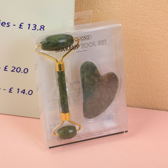 Комплект Ролер за Лице и Инструмент Gua Sha от Jade 1 бр