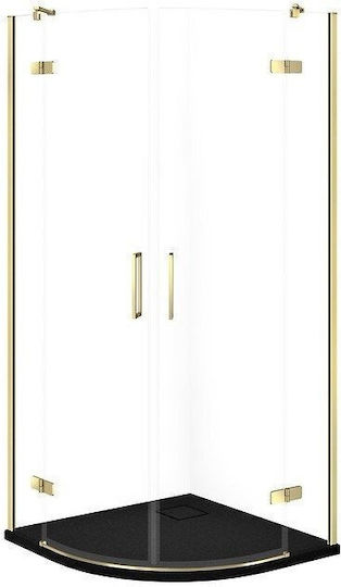 Cersanit Semicircular Shower Cabin with Sliding Door 80x80x195cm Mat Black