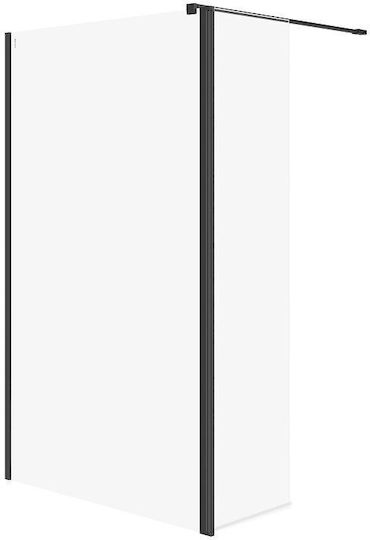 Cersanit Fixed Side for Shower 120x200cm Clear Glass Black