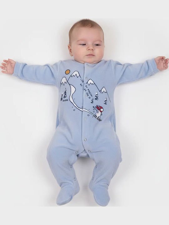 Dreams by Joyce Ski Set Onesie with Pants Velvet Light Blue
