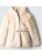 Kids Short Fur Hooded Ecru