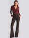 Women's Flared Jeans Pants Brown