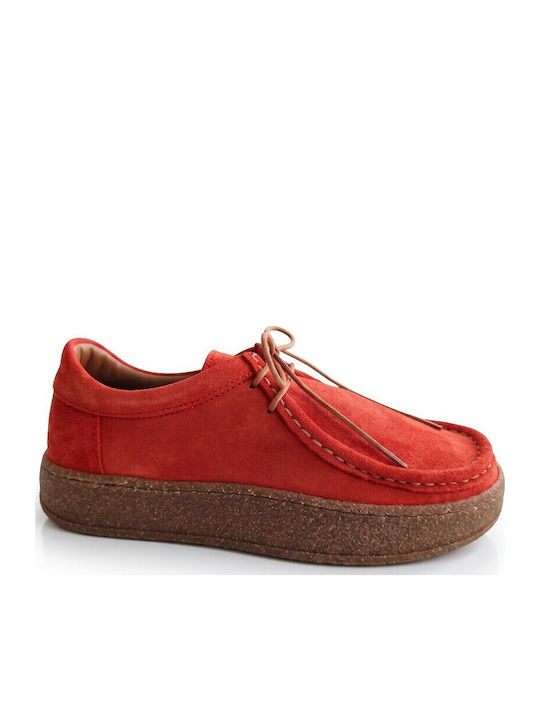 Damen Mokassins aus Leder in Roter Farbe