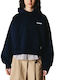 Long Women's Sweatshirt Hooded Blue