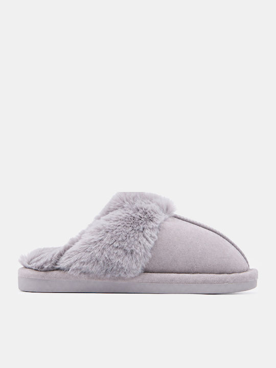 Damen Hausschuhe Anatomic Stiefeletten mit Pelz Grau