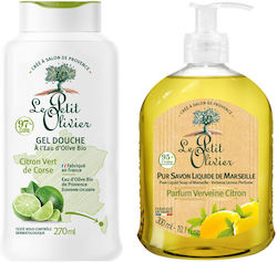 Le Petit Olivier Citrus Hygiene Set Lime Shower Gel 270ml + Lemon Liquid Soap 300ml