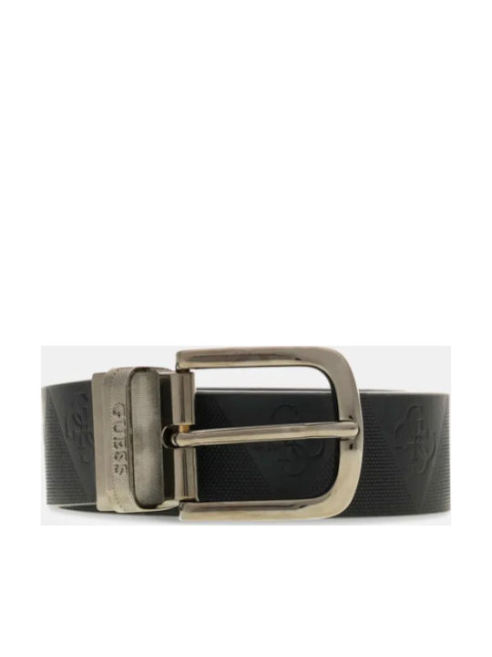 Guess Herren Gürtel Leder Beidseitig Schwarz