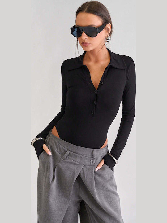 Decoro Damen-Bodysuits mit Knöpfen Schwarz