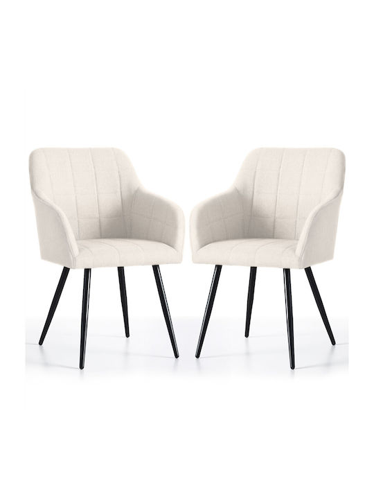 Luxano Scaune Sala De Mese Din Catifea Crem 2 B...