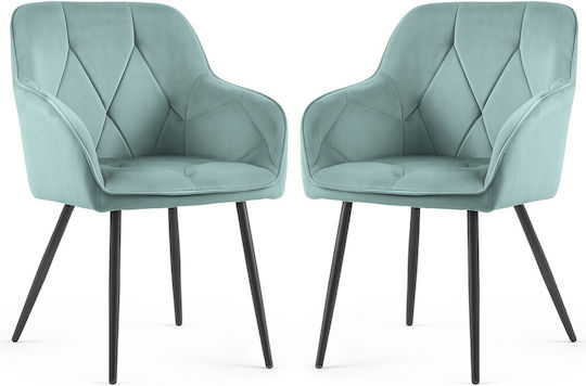 Καρέκλες Τραπεζαρίας Diamante 55x58x83εκ. 2τμχ Turquoise