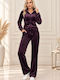 Samt Damen Jogginghosen Set Lila