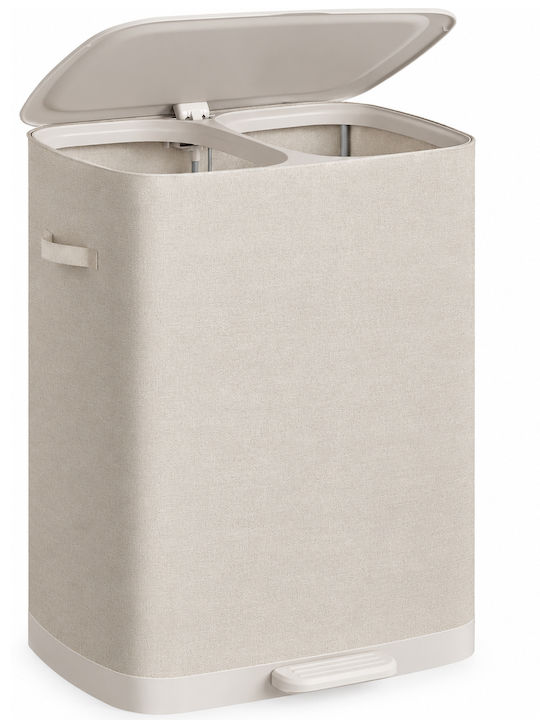 Songmics Coș de Rufe Plastic Pliabil 160lt cu Capac 56x47x75cm Bej