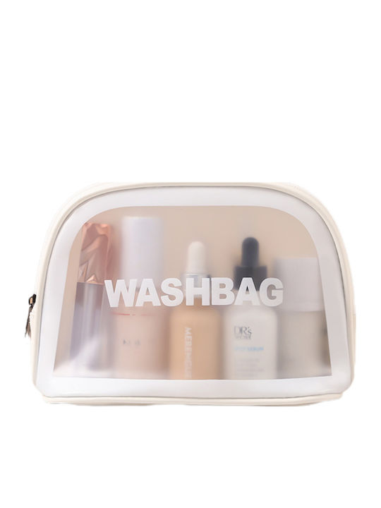 Kulturbeutel Transparent Wasserdicht Halbrund Reißverschluss Unisex Weiß