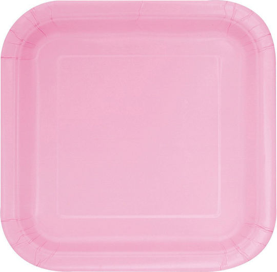 Хартиени Плочи За Десерт Квадратни Розови 16 Бройки Lovely Pink