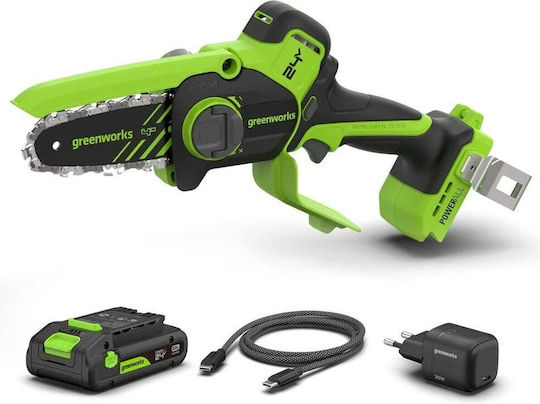 Greenworks Battery Pruning Chainsaw 1x2Ah 24V 2.1kg with 10cm Blade