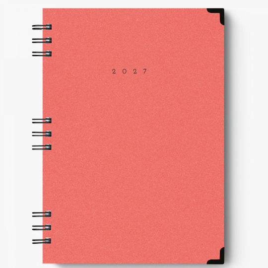 adBook Daily Agenda B5 2027 Orange Spiral 17x25cm