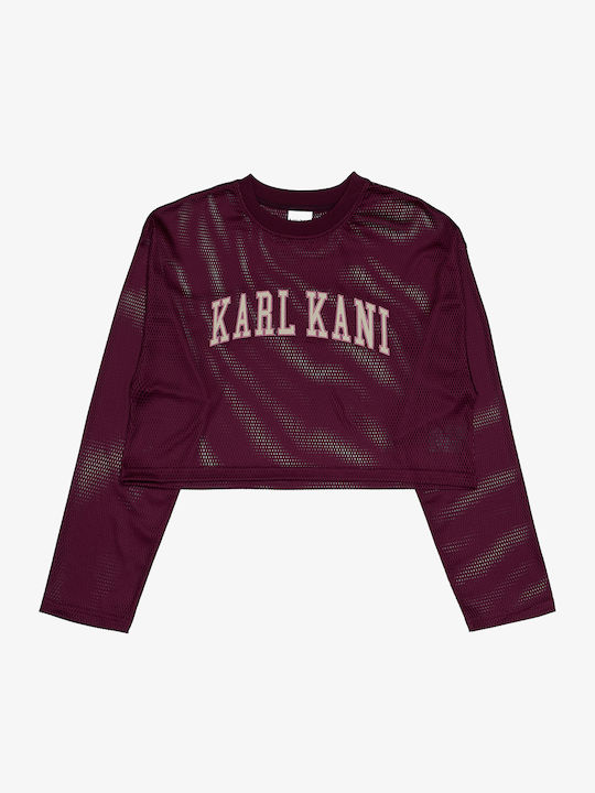Top Crop Sportiv Damă Mânecă Lungă Transparent Violet