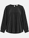 Damen Bluse Drapierung Schwarz