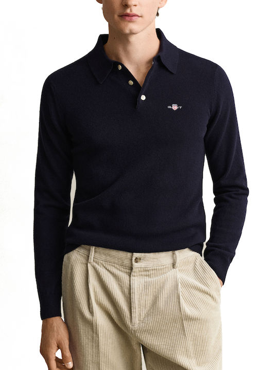 Gant Lambswool Polo Herrenblusen Marine