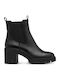 Leder Damen Stiefeletten Schwarz