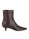 Leder Damen Stiefeletten mit Mittelhohem Braun Absatz