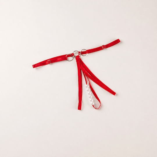 Ophelia's Dream Lingerie Rote Perlen Zeichenfolge Tanga Satinriemen – Eine Größe 107433 Rot