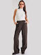 Women's Fabric Trousers Dark Brown