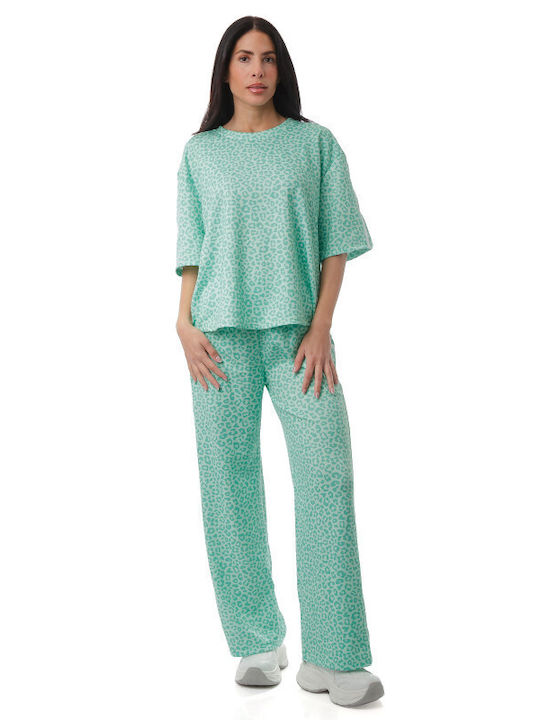 Silia D Damenhosen Mint Set Mit Animal Print St...
