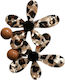 Ecarla Set 2 Hair Clips Flowers Leopard Pattern Shades Of Brown